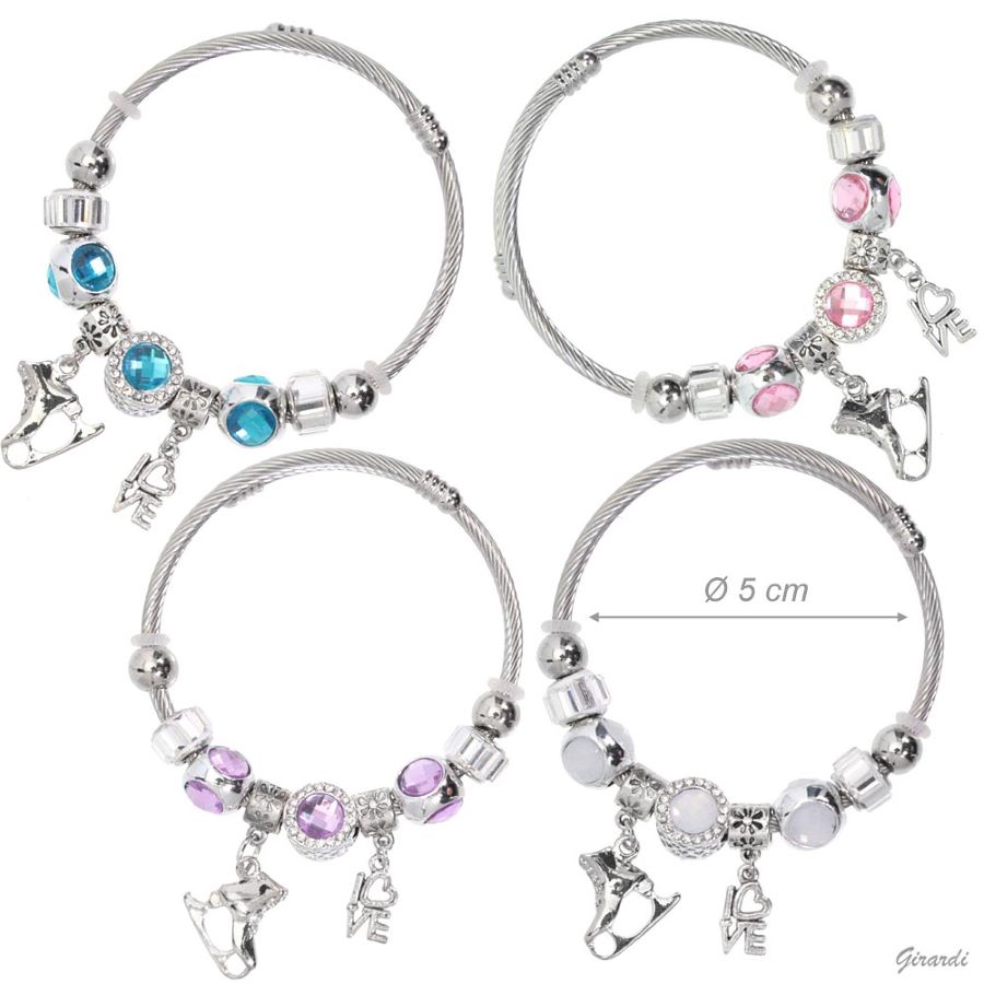 BRACCIALE CHARMS STRASS PATTINO GHIACCIO